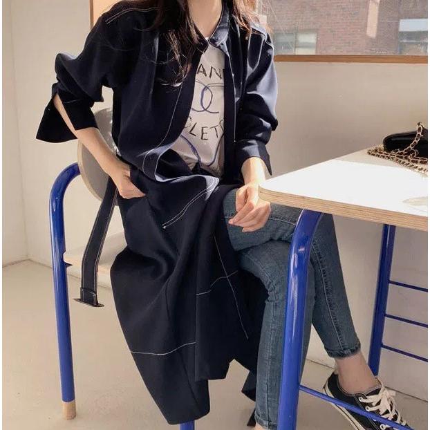 デニムワンピース シャツワンピース 長袖 デニム ワンピース レディース Aライン 春 秋 ウエストマーク 大きいサイズ ロングコート 韓国 ファッション