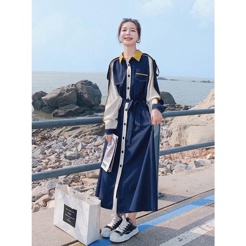 ワンピース シャツワンピース 長袖 レディース Aライン 春 秋 ウエスト