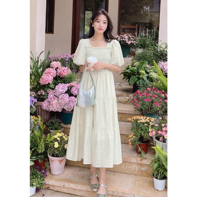 半袖切替ワンピース　ベージュ ティアードワンピース 半袖 ワンピース レディース 切り替え