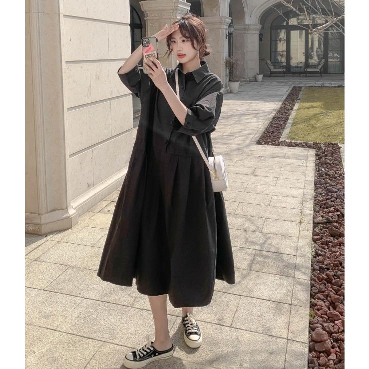 シャツワンピース 春 夏 ロング ワンピース レディース 五分袖 シャツワンピース 春 夏 ロング ワンピース レディース 五分袖
