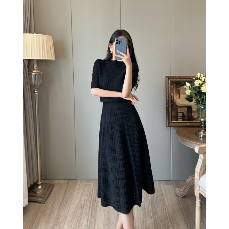 セットアップ レディース サマーニット きれいめ 半袖ニット 五