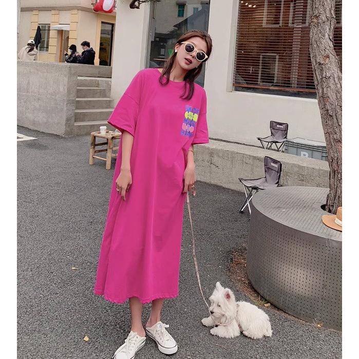 ピンク ワンピース 半袖 ロング Tシャツワンピース ロング 大きいサイズ 3L 4L 夏 Tシャツ ワンピース