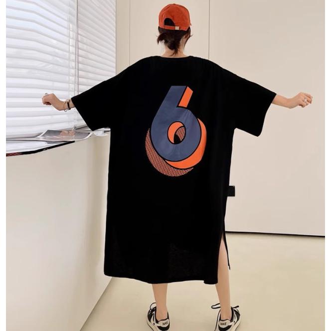 Tシャツワンピース 半袖 ロング ミモレ丈 大きいサイズ 3L 4L 5L