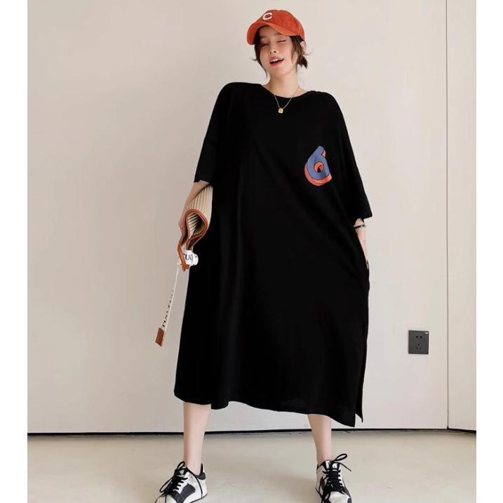 Tシャツワンピース 半袖 ロング ミモレ丈 大きいサイズ 3L 4L 5L