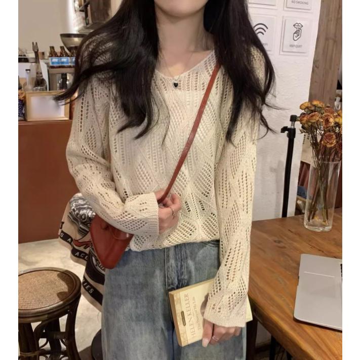 新品未使用！ウェーブネック袖シアーニット Vネックシアーニットプルオーバー＜大きいサイズ有＞【OtonaSMILE