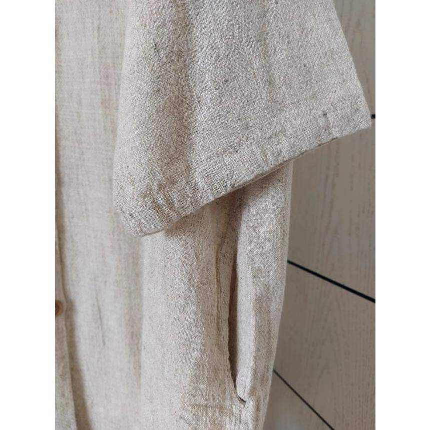 カーディガン レディース 夏 ロング リネン ノーカラー