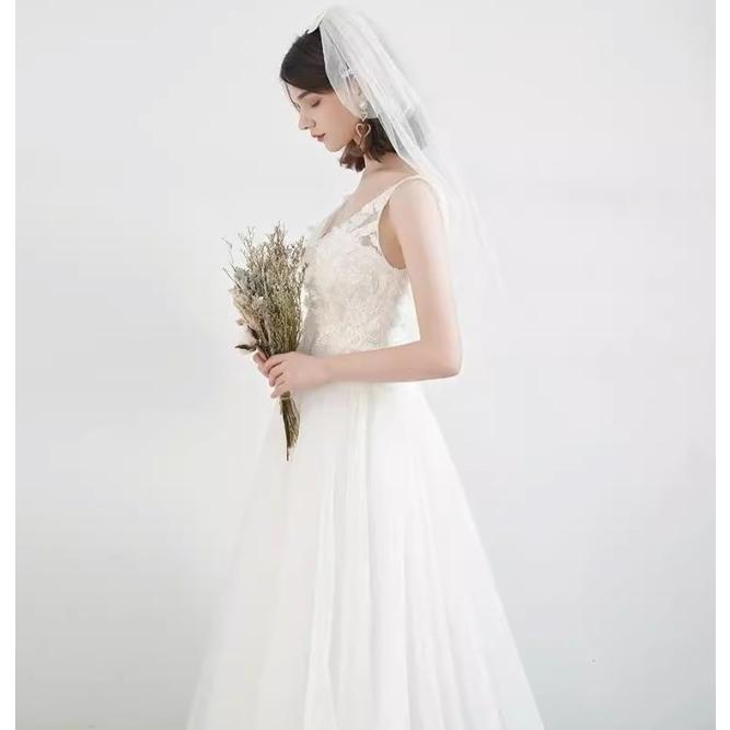 ウェディングドレス 袖なし ノースリーブ エンパイアライン 結婚式  