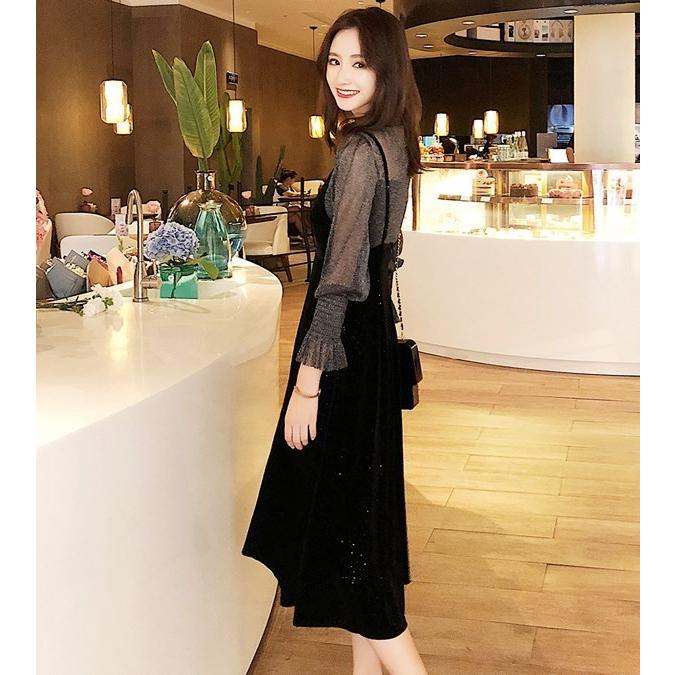 パーティードレス シースルー デート服 長袖 袖あり ハイネック パーティードレス シースルー デート服 長袖 袖あり ハイネック