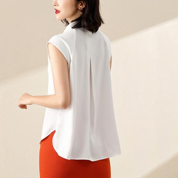 Chloe - Chloe / クロエ | スタンドカラー ボウタイ ノースリーブブラウス シャツ | 34 | ホワイト | レディース ボウタイブラウス ボウタイ シャツ ブラウス レディース