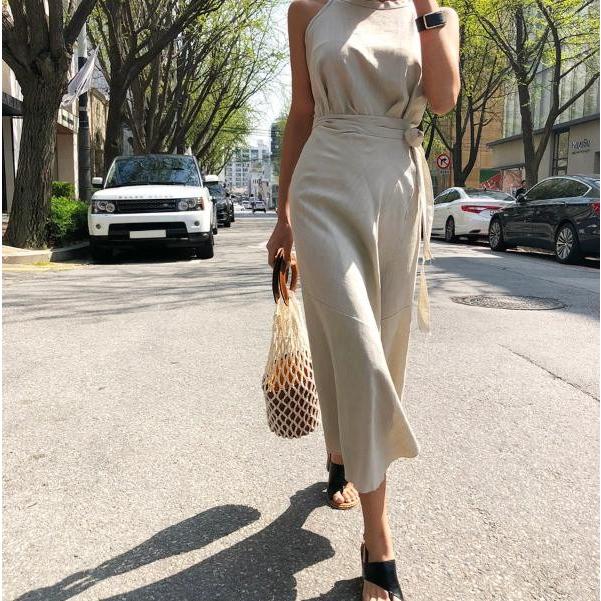 ロング ワンピース風 セットアップ ノースリーブ トップス