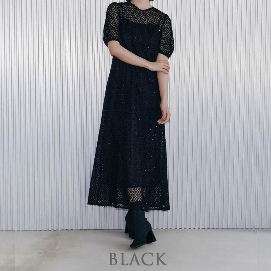 kaene スパンコールドレス ブラック サイズ38 新品未使用品 kaene（カエン） 花園 スパンコール レース ドレス ワンピース