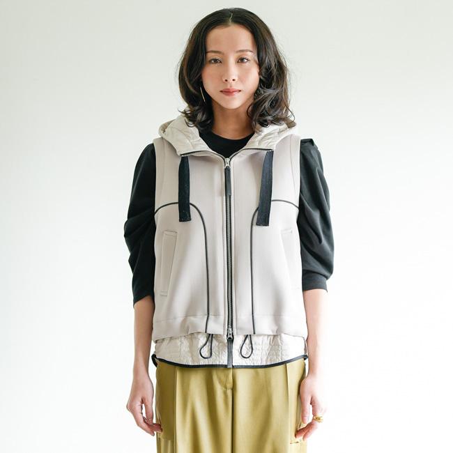 Lallia Mu ラリアムー キルト ドッキング ショートベスト ジレ