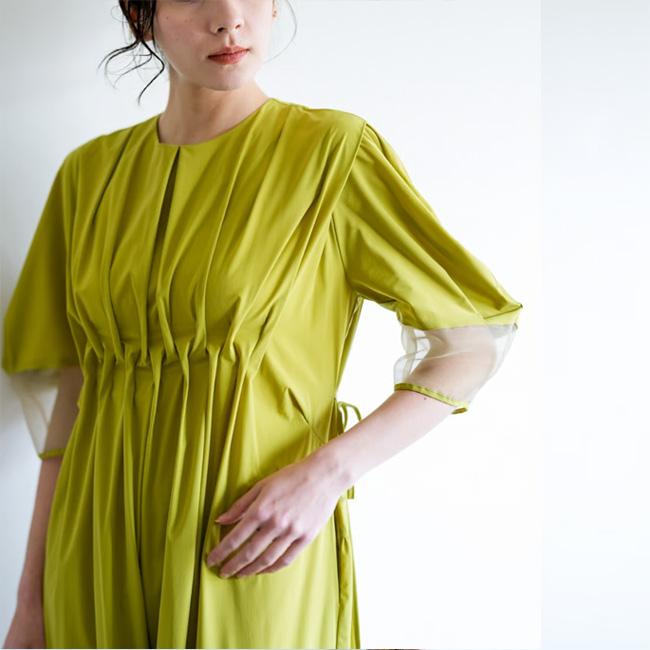 Lallia Mu ラリアムー シアー スリーブ タックスモッキング