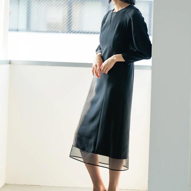 Lallia Mu ラリアムー コクーン スリーブ ロング ワンピース