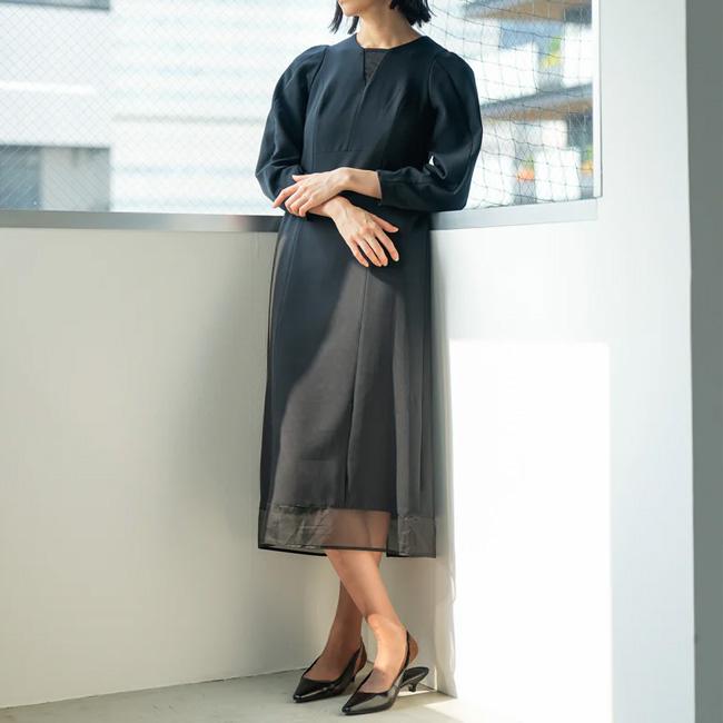 Lallia Mu ラリアムー コクーン スリーブ ロング ワンピース