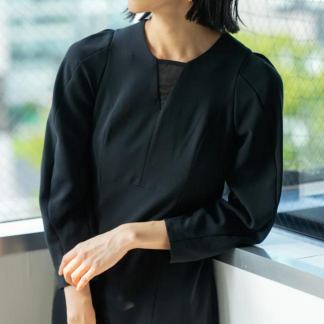 Lallia Mu ラリアムー コクーン スリーブ ロング ワンピース
