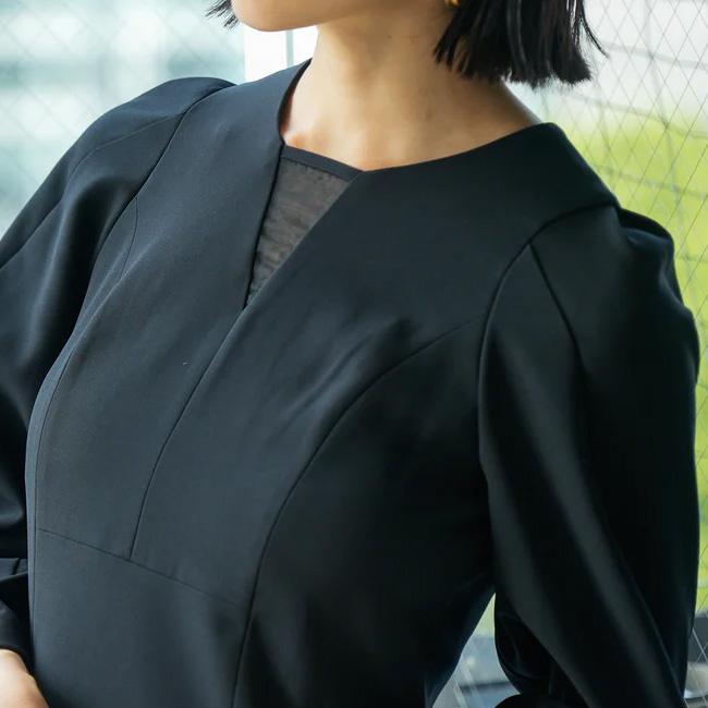Lallia Mu ラリアムー コクーン スリーブ ロング ワンピース