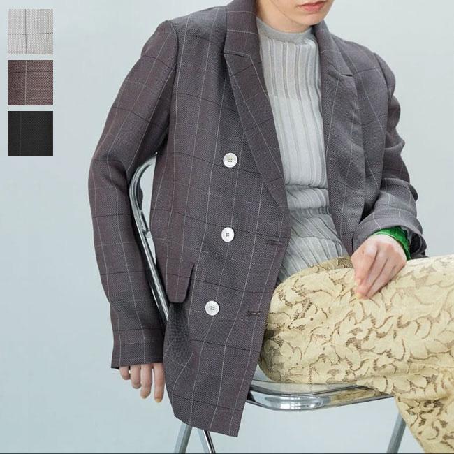 Lallia Mu ラリアムー チェック メッシュ ダブルジャケット レディース