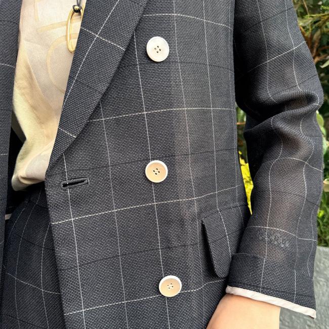 Lallia Mu ラリアムー チェック メッシュ ダブルジャケット レディース