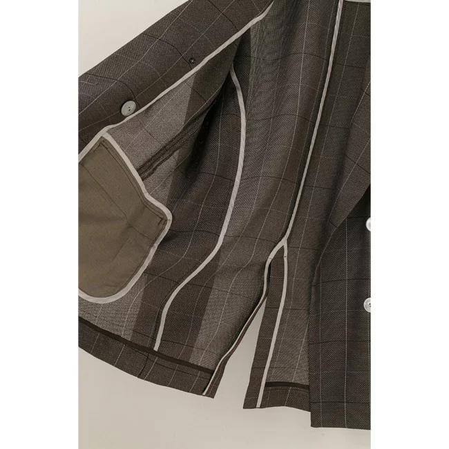 Lallia Mu ラリアムー チェック メッシュ ダブルジャケット レディース