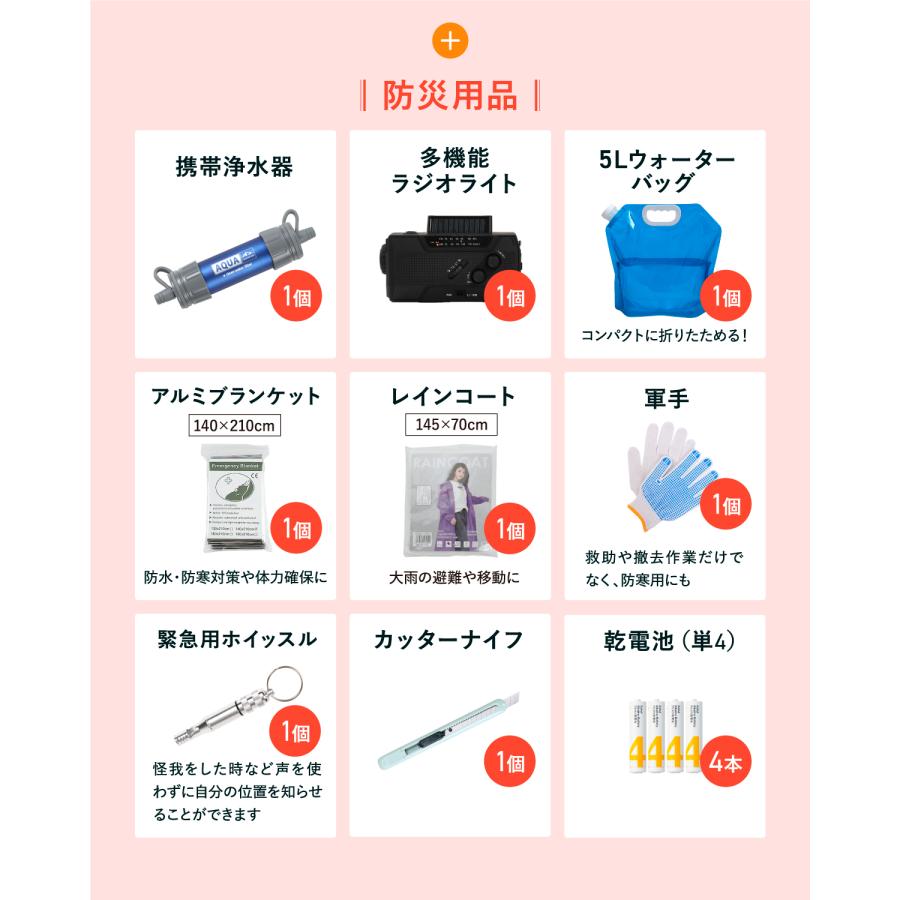 【防災士＆消防士監修】 防災セット 防災かばん 38品44点セット 防災グッズ 非常食 保存水 非常持出袋 あかまる防災 カジュアル おしゃれ |  | 16