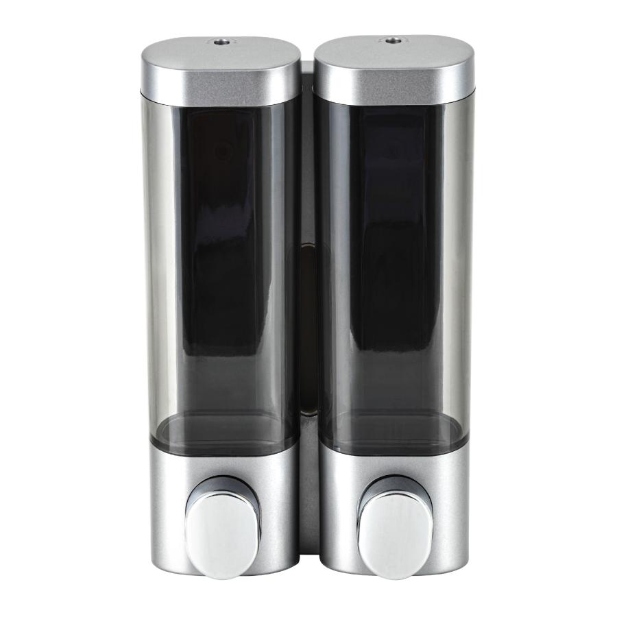 ciel シエル シャンプーディスペンサー 強力マグネット錆びない  シャンプーボトル ディスペンサー　ダブル　シルバー　300ml×2 | 