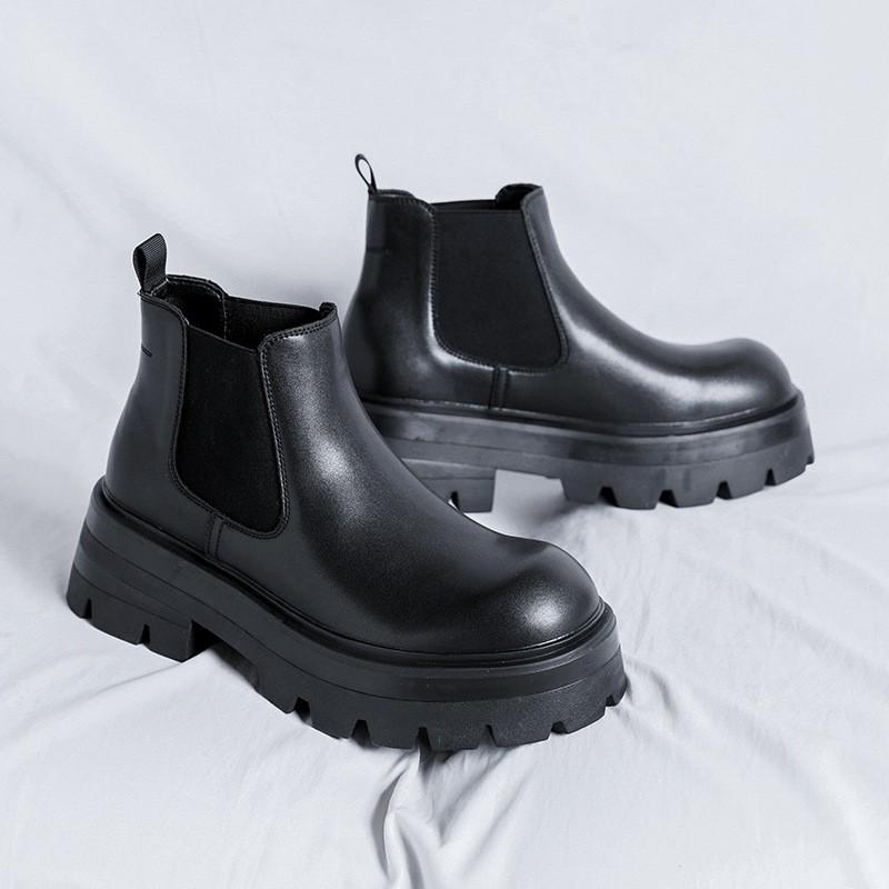 boozd メンズ 10cm身長アップ シークレットブーツ 厚底 革