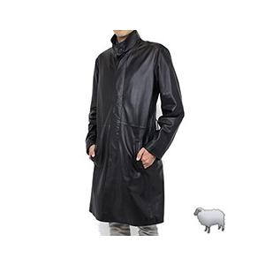 レザーコート メンズ メンズファッション シンプルなスタンド襟のレザーコートは冬の定番商品 なめらかで柔らかく軽いラムの素材も魅力です 05 Leather Coat 6s レザーコート 羊革 スタンド襟コート 100cm丈 センターベンツ レザーベルト付 シングル 羊革 S 3l 05