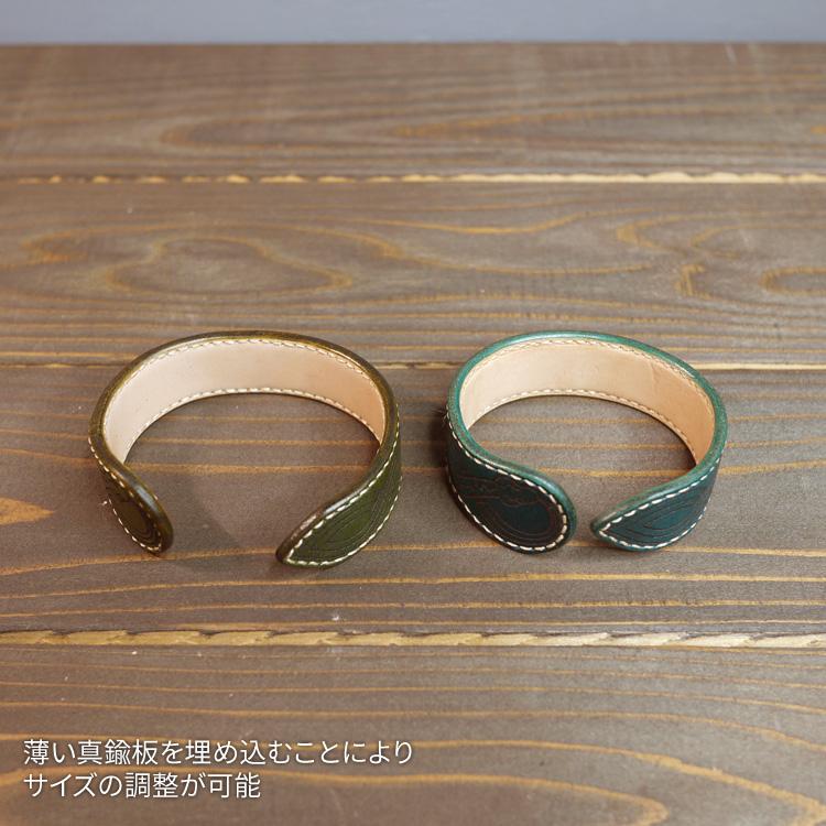 Celtica 06 ケルト蛇文様 バングル 牛革 ハンドメイド レザー