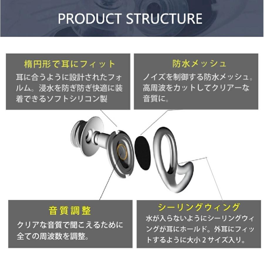 サーフィン 耳栓 音が聞こえる 水泳 サーファーズイヤー 予防 海 プール スイミング シュノーケリング イヤープラグ コード付き ストラップ サーフイヤー｜leathers｜05