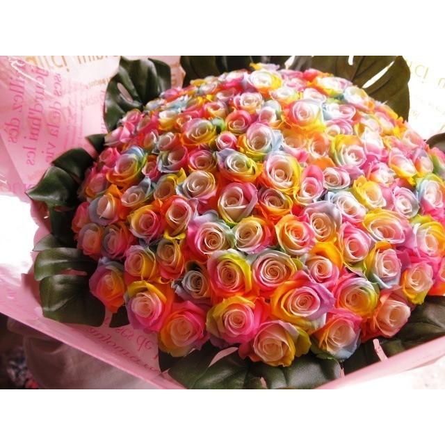 プロポーズ 花束 レインボーローズ プリザーブドフラワー使用 バラ