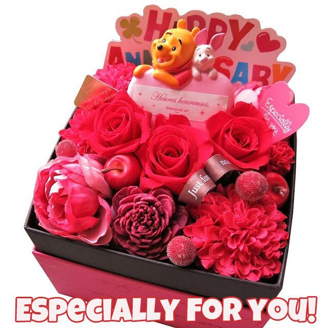 誕生日プレゼント 彼女 ディズニー プーさん ピグレット ハート 花束風ギフト 箱開けてスマイル ボックス入り 赤系カラー プリザーブドフラワー Box Ppheart Red 08 2 フラワーガーデンリーブス 通販 Yahoo ショッピング