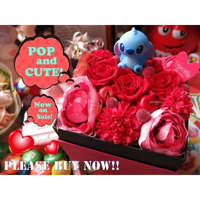 送別 退職祝 スティッチ入り 花 ボックス入り 赤バラ プリザーブドフラワー フラワーギフト Box Stemas1 004 フラワーガーデンリーブス 通販 Yahoo ショッピング