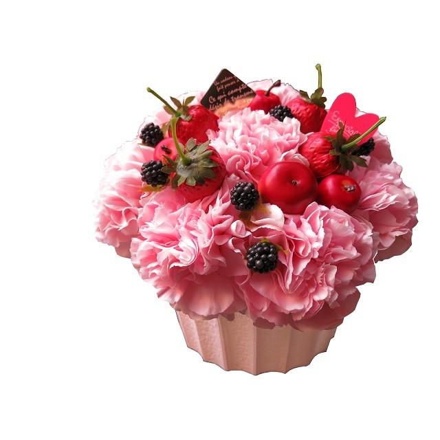 母の日 プレゼント 花 ピンクカーネーション ケーキのフラワーアレンジメント　｜leaves78｜05