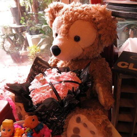 プロポーズ ダッフィー ぬいぐるみ プロポーズ 花 プリザーブドフラワー 70ｃｍ 大きなダッフィー ハート フラワーギフト