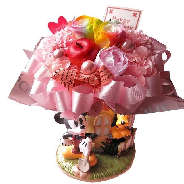 人気が高い 送別 退職祝 彼女 女性 友達 同僚 両親 ディズニー ミッキー プルート レインボーローズ フラワーギフト プリザーブドフラワー ケース付 通販限定