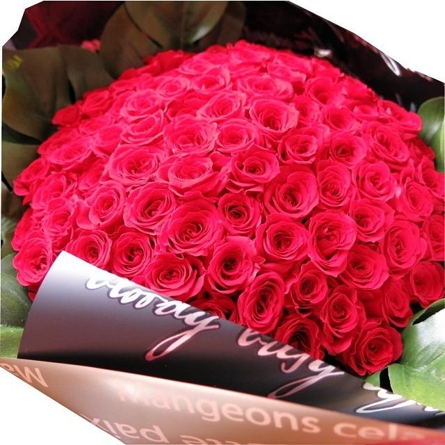 誕生日プレゼント 彼女 女性 枯れない花束 ミニ赤バラ 100本 花束 プリザーブドフラワー ミニローズ｜leaves78｜10