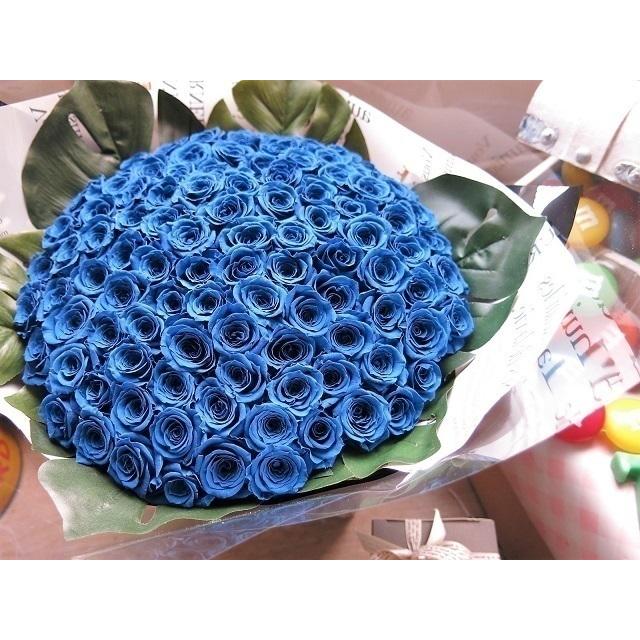 プロポーズ 彼女 女性 友人枯れない 花束 ピンクバラ 水色バラ