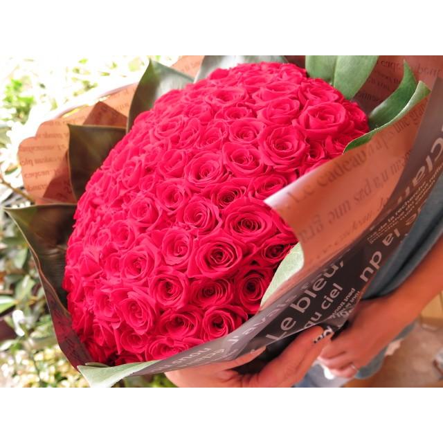 プロポーズ 赤バラ 100本 花束 プリザーブドフラワー プロポーズ おすすめのフラワーギフト プレゼント先へのお届け 配送日指定も可能です｜leaves78｜04