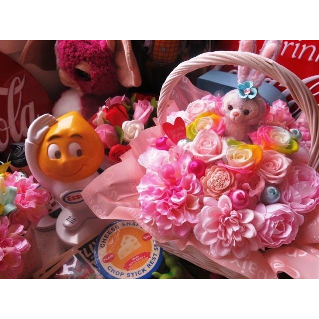 プリザーブドフラワー入りギフト バラ あすつく ステラルー ホワイトデー お返し ぬいぐるみ 花束風 レインボーローズ｜leaves78｜02