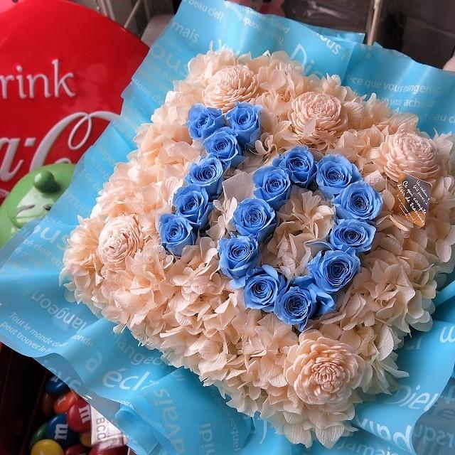 お誕生日 お祝い プレゼント 花 フラワーギフト サプライズなプレゼントに ご希望の数字のプリザーブドフラワー 水色 あすつく