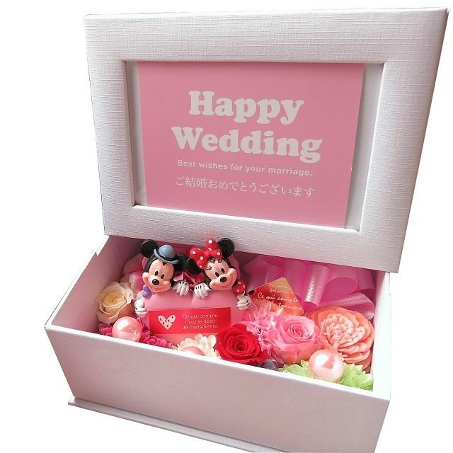 結婚祝い 結婚記念日 ディズニー ミッキー ミニーハート入り フォトフレーム プリザーブドフラワー入り 額 春の新作 写真立て 花