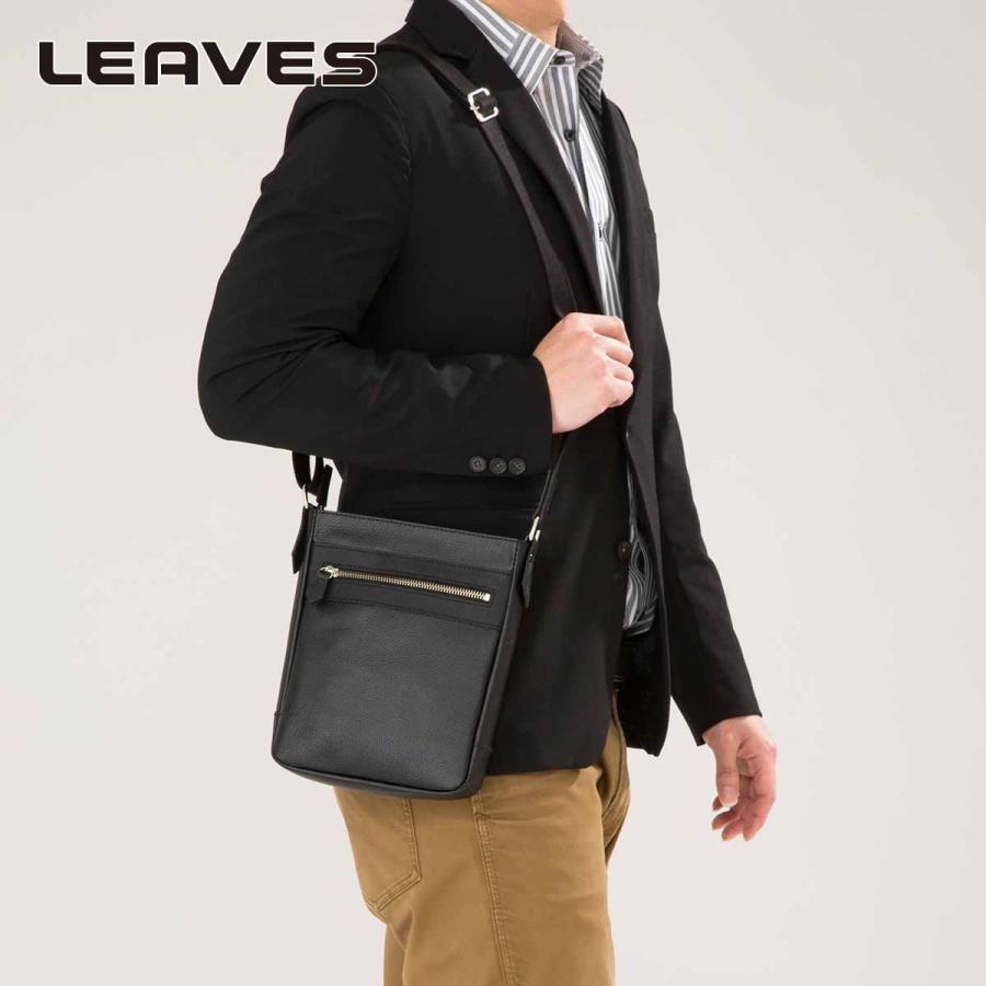 LEAVES(リーブス) スリムな牛革撥水ショルダーバッグ LF-709 