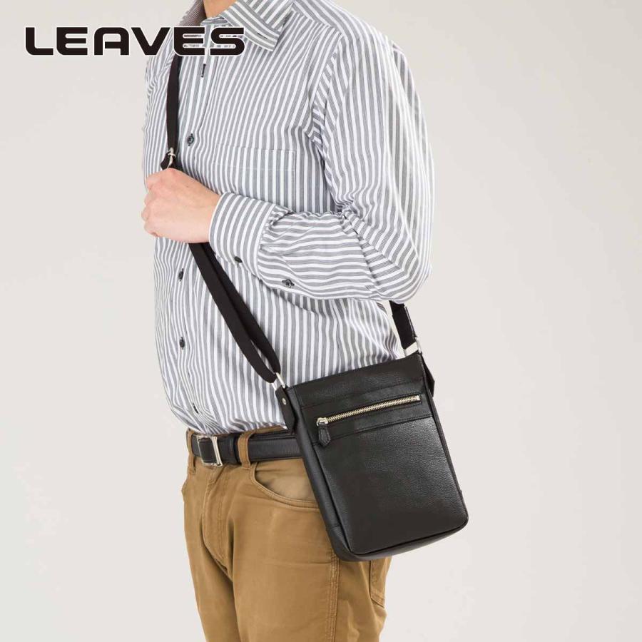 LEAVES(リーブス) スリムな牛革撥水ショルダーバッグ LF-709 
