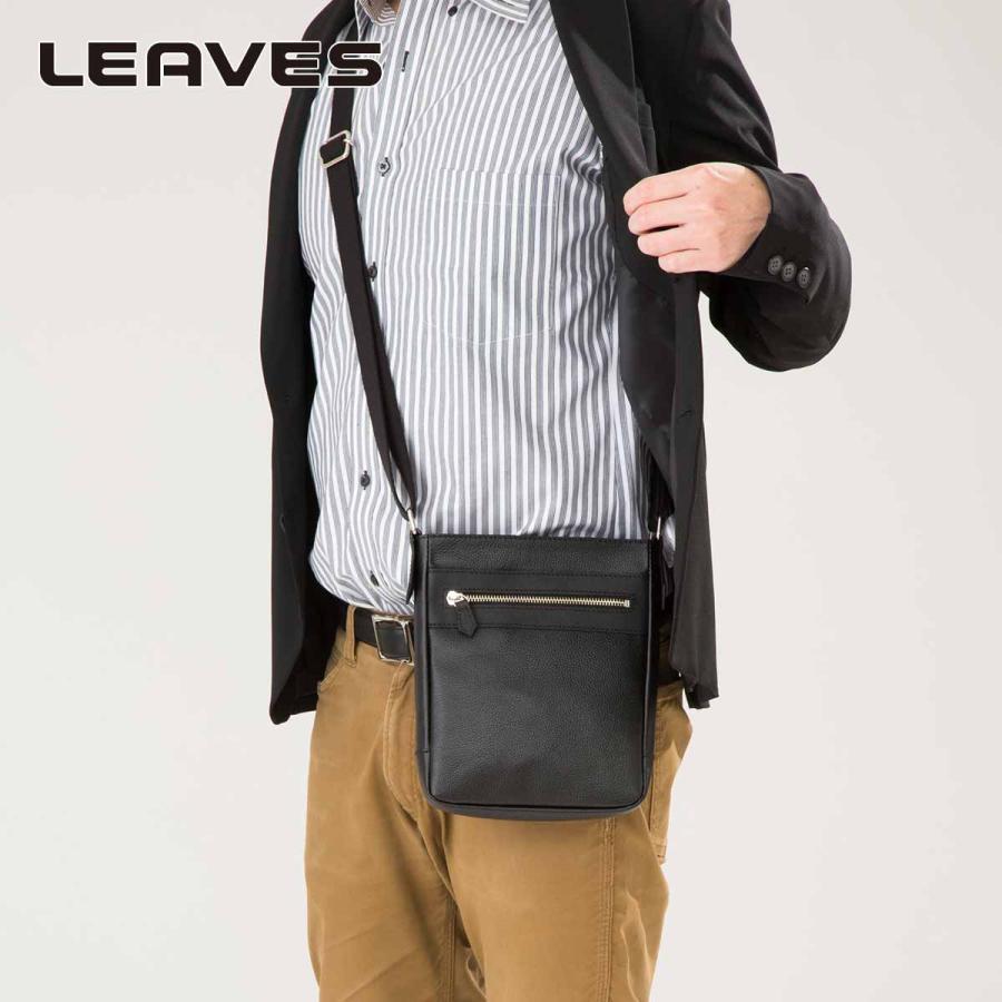 LEAVES(リーブス) スリムな牛革撥水ショルダーバッグ LF-709