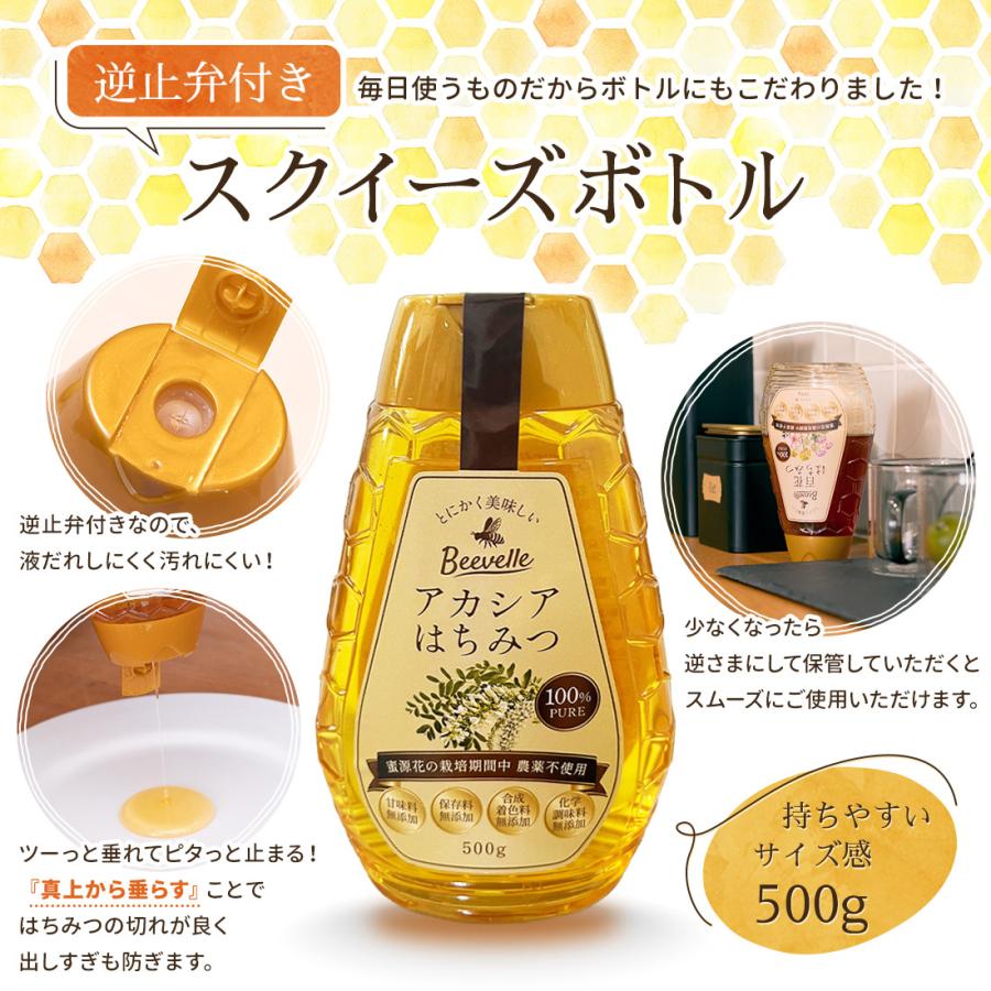 はちみつ 100% 純粋 無添加 農薬不使用 Beevelle アカシア〈花蜜〉500g
