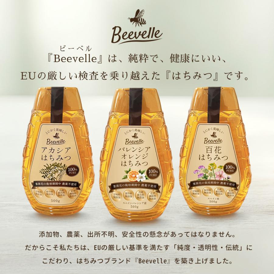 はちみつ 100% 純粋 無添加 農薬不使用 Beevelle アカシア〈花蜜〉500g