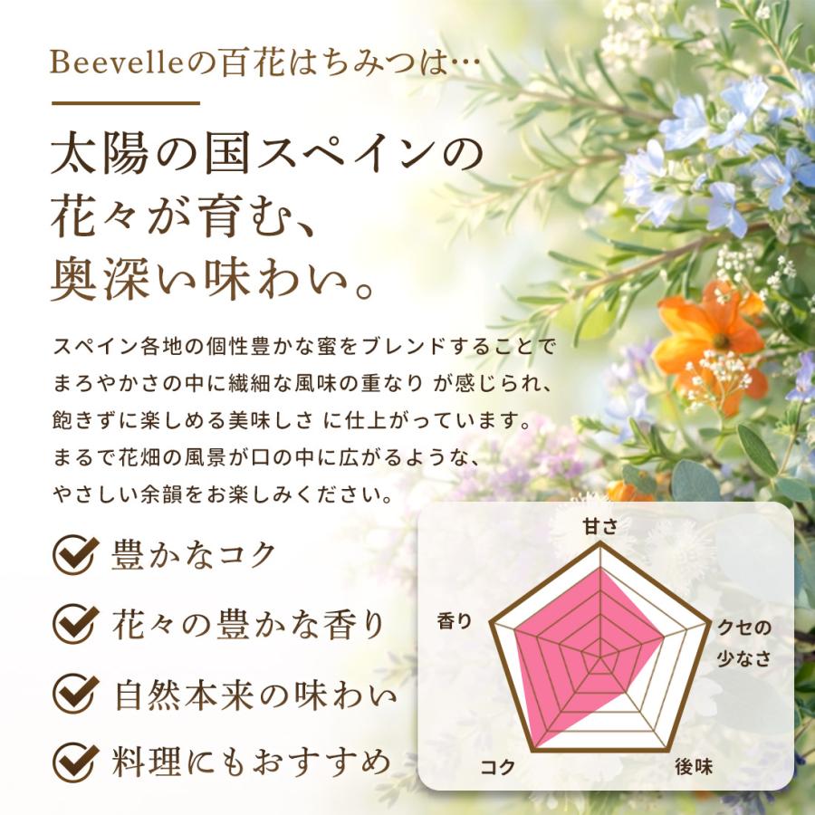 はちみつ 100% 純粋 無添加 農薬不使用 Beevelle 百花蜜 〈花蜜〉500g