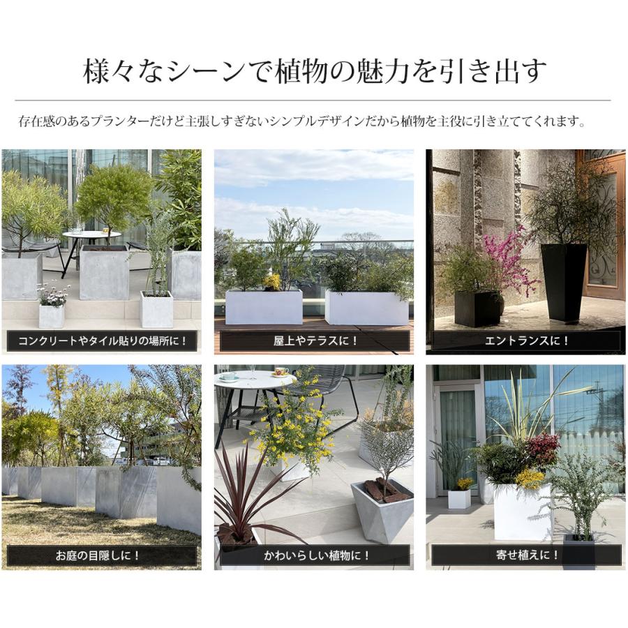 【予約】　プランター おしゃれ 三角形 ガーデニング用品 幅32×奥行32×高さ40cm 植木鉢 大型 グレー スクエア 多角形 ファイバークレイプランター｜leben｜09