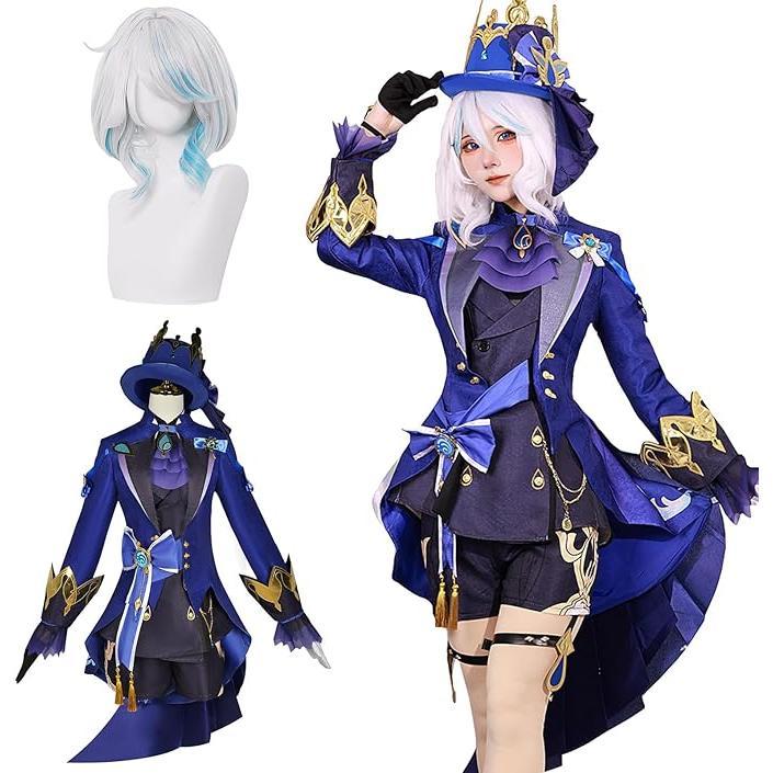 即納】【新品】次元依製 原神 フリーナ 黒 靴・ウィッグ追加可